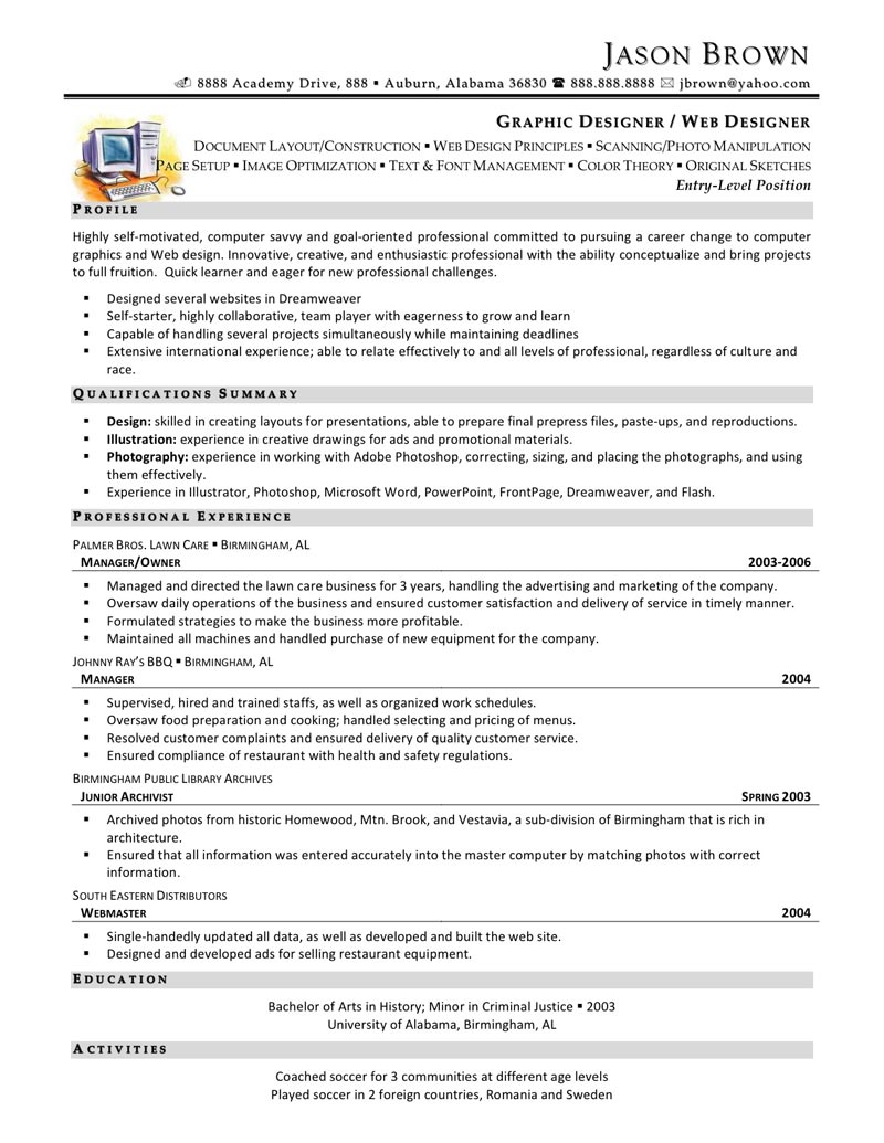 Resume page setup